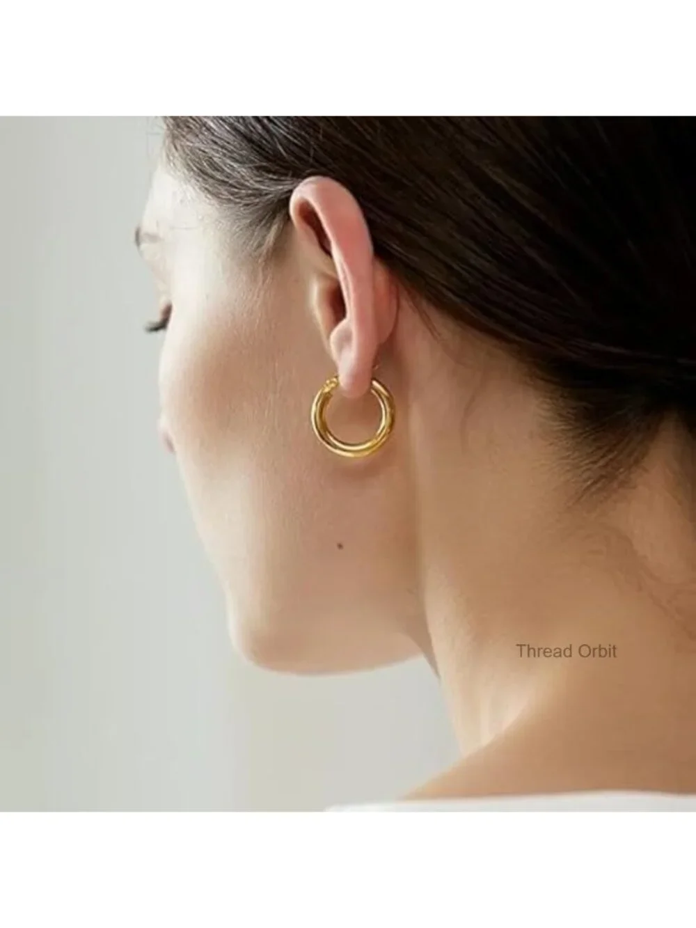 14K Gold Hoop Earrings Classic Shiny Earring for Women